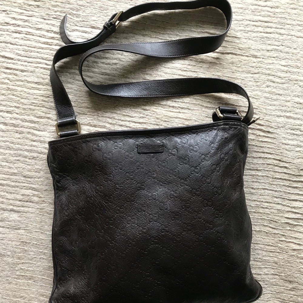 GUCCI Guccissima Messenger Bag Dark Brown